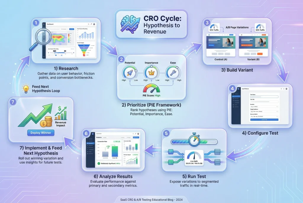CRO Cycle - How to Run an A/B Test? Hypothesis to Revenue