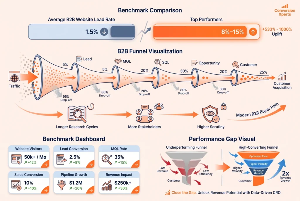 B2B conversion rate benchmarks 2026 to outperform competitors