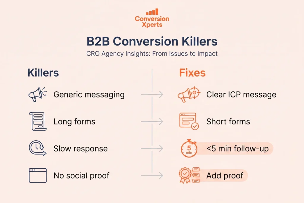 B2B conversion killers and fixes
