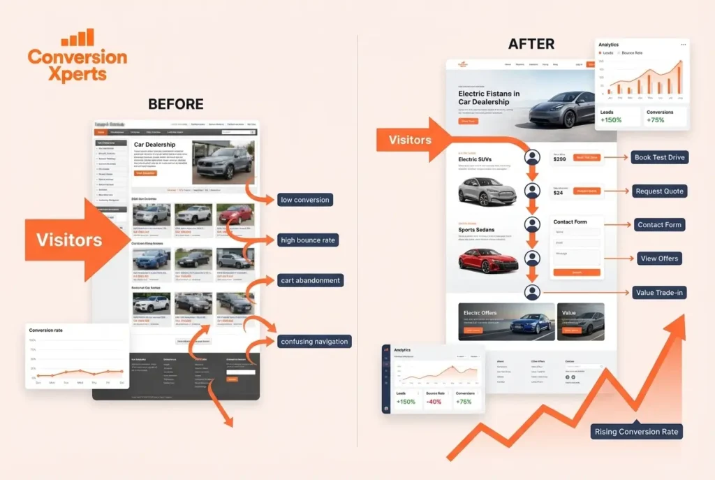 Dealership website traffic conversion rate optimization strategies illustration