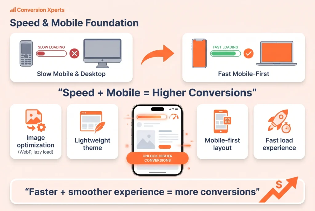 Shopify conversion rate improvement site speed mobile optimization