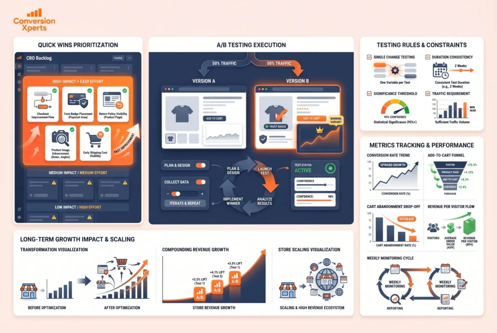 Prioritize fixes and run A/B tests after CRO audit
