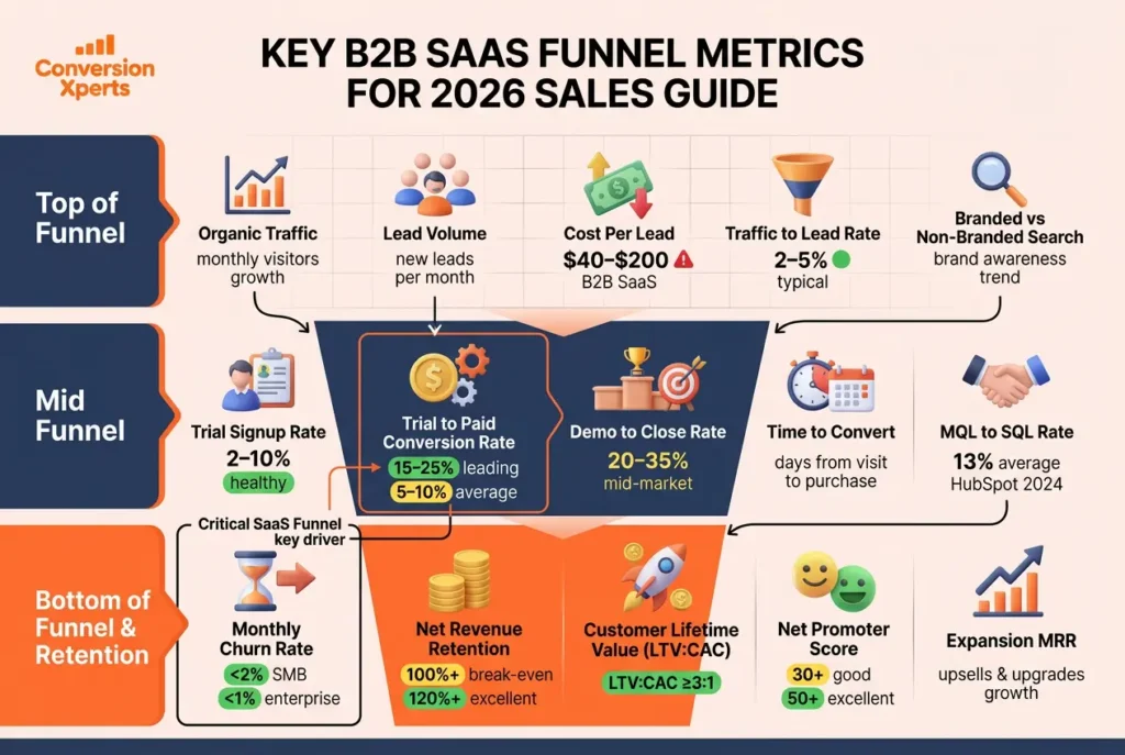 Key SaaS funnel metrics to track for improving conversion performance