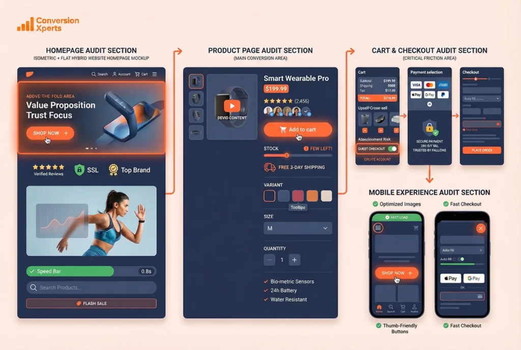 CRO audit checklist page by page