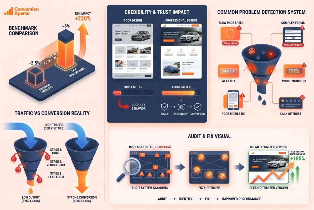 Dealership website CRO underperformance statistic