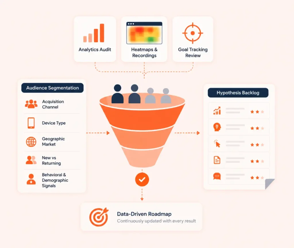 CRO funnel audit and behavior analysis for higher performance