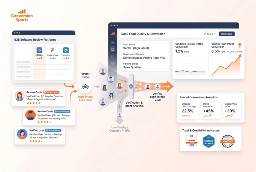 B2B software review conversion trends 2024–2026