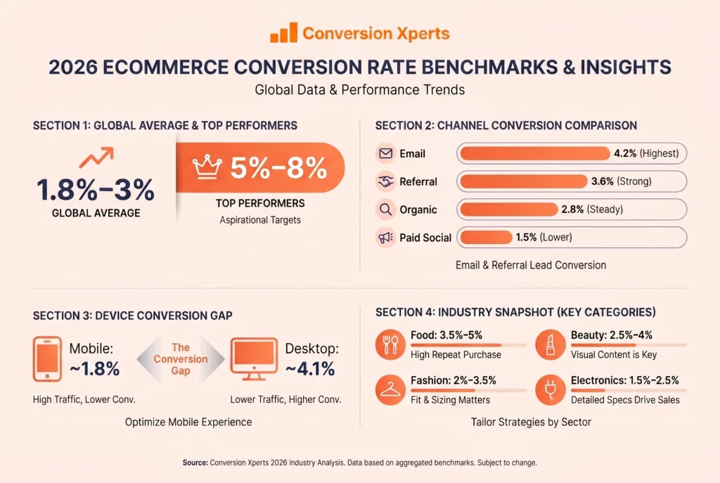 Ecommerce conversion rate by industry 2026 breakdown