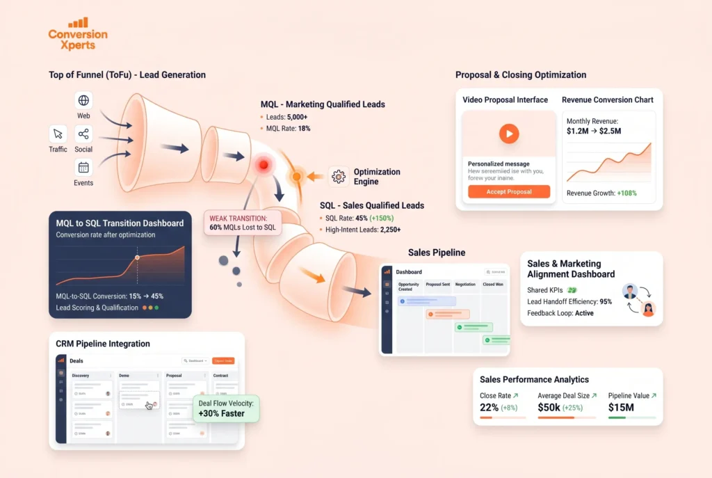 Funnel stage conversion drop-off analysis