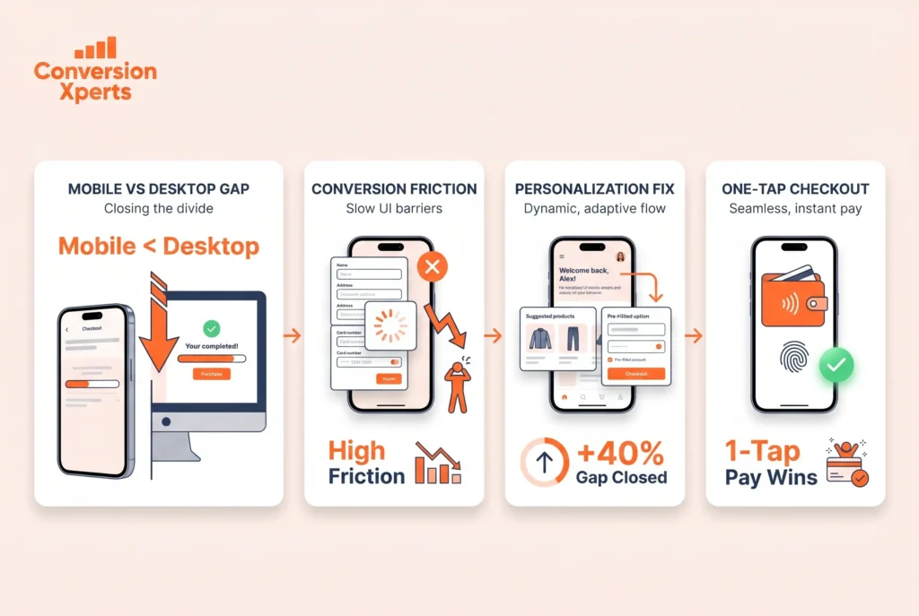 Mobile commerce conversion gap and optimization insights