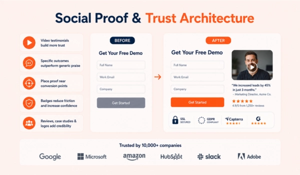 Conversion focused social proof section for websites