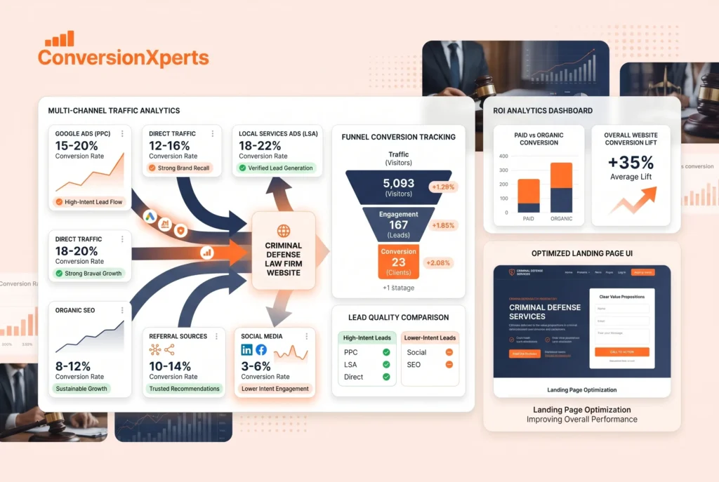 Law firm conversion benchmarks by traffic source