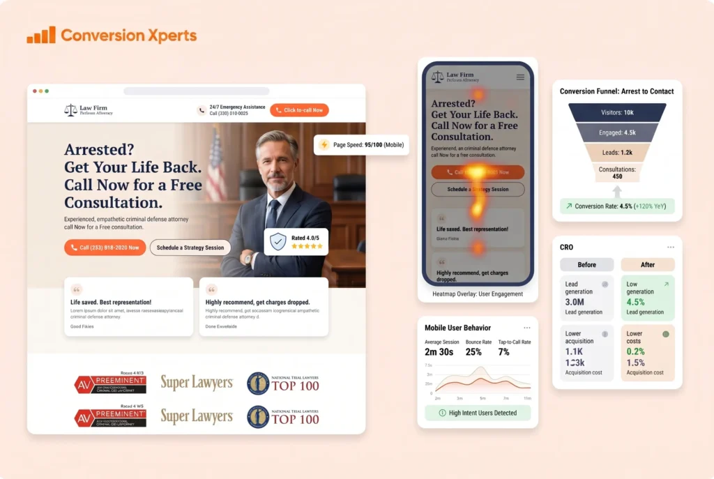 Top criminal defense websites conversion tactics