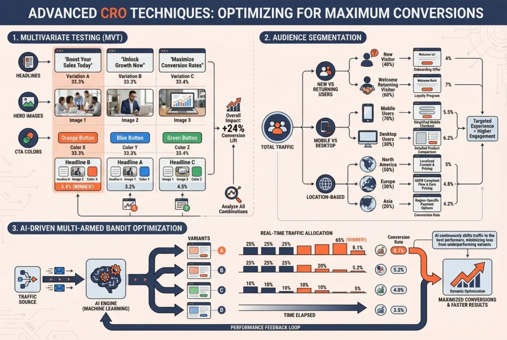 Advanced techniques in multivariate testing, segmentation and AI for CRO