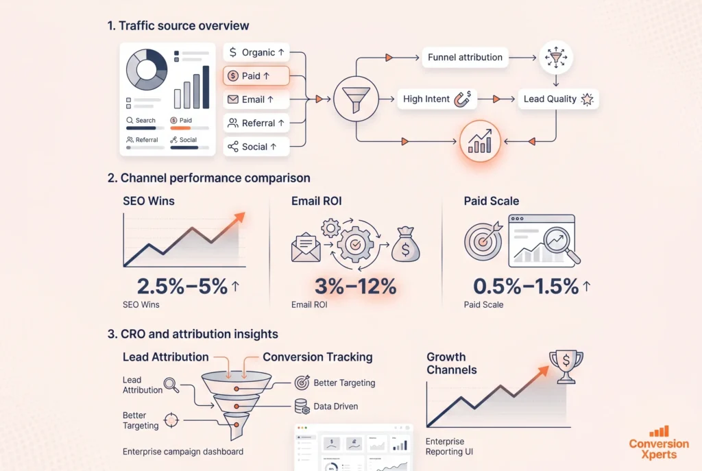 Average B2B conversion rate by channel and traffic source