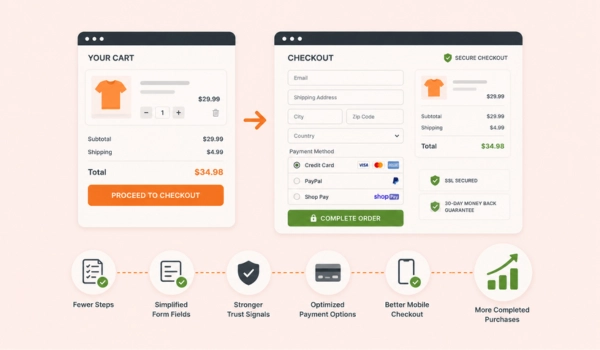 E-commerce CRO improvements in cart and checkout proces