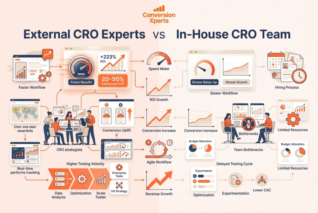 CRO experts vs in-house teams comparison for conversion optimization