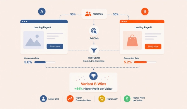 Conversion focused full funnel landing page testing strategy