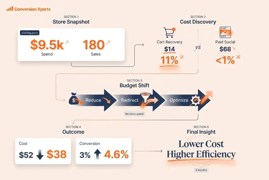 Real world example of a mid size apparel store showing performance and conversion insights