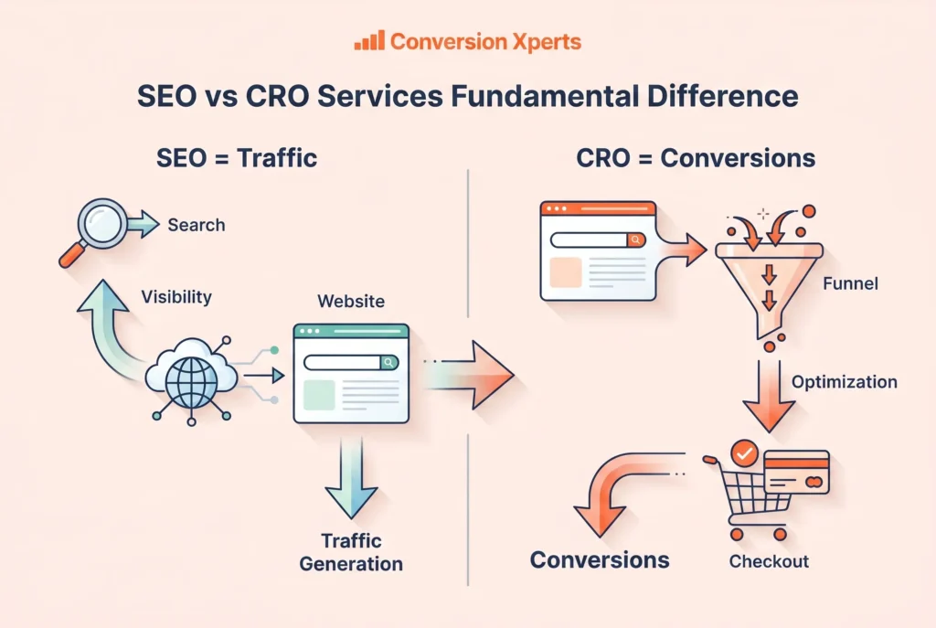 SEO vs CRO services fundamental difference explained for better marketing decisions