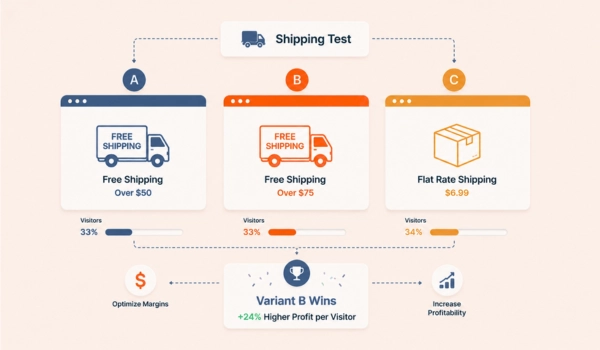 Conversion focused shipping cost testing for higher cart value