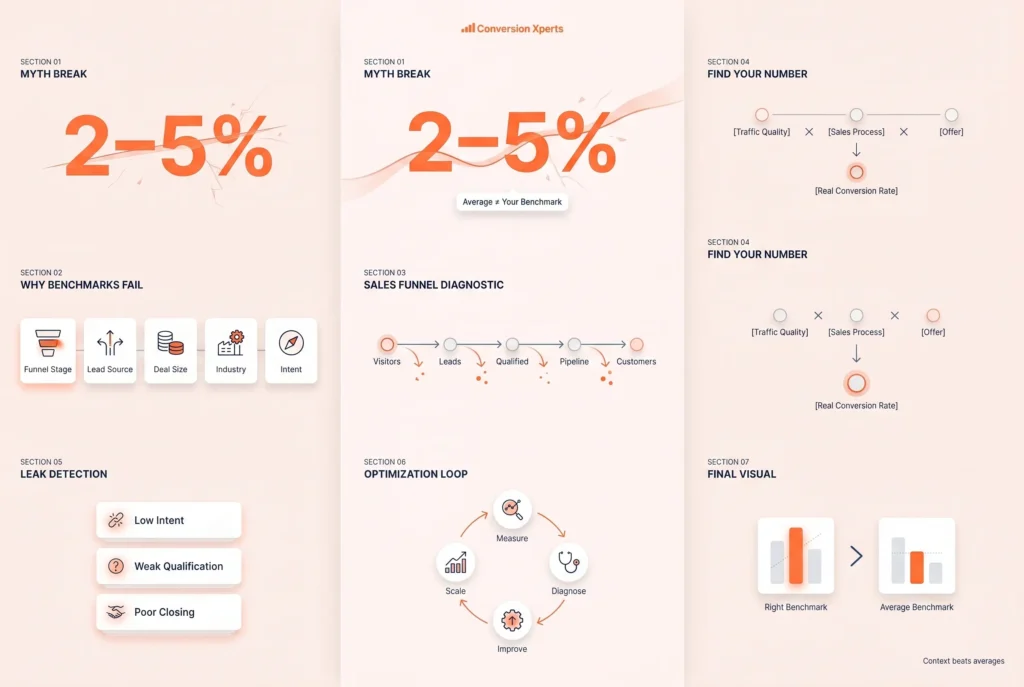 Stop using the 2–5% benchmark until you read this conversion rate guide