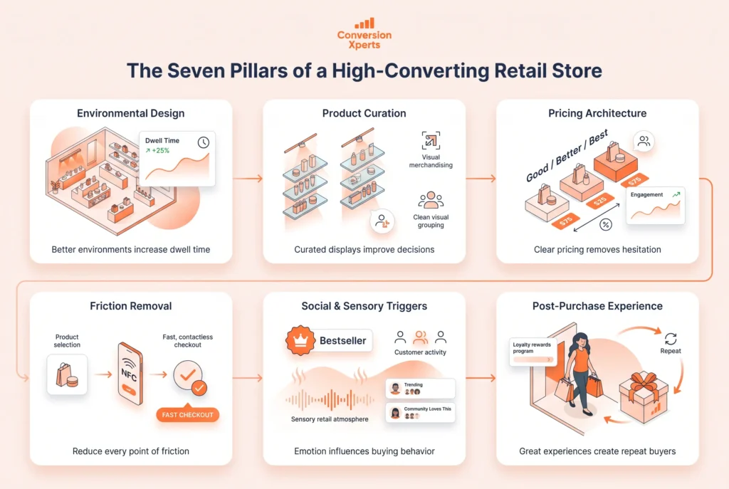 Seven pillars of a high converting retail store