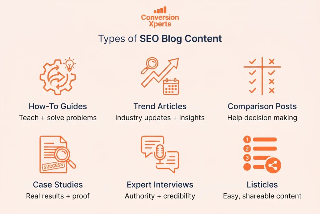 Types of SEO blog content that drive results and improve rankings