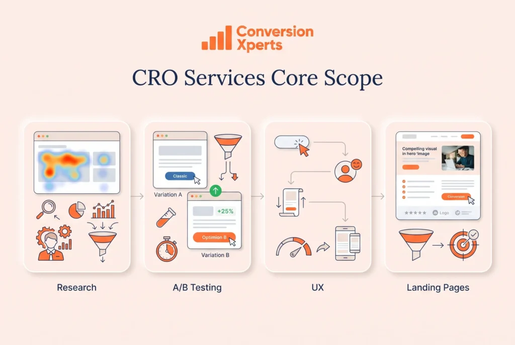 What CRO services are definition and core scope explained for improving conversions
