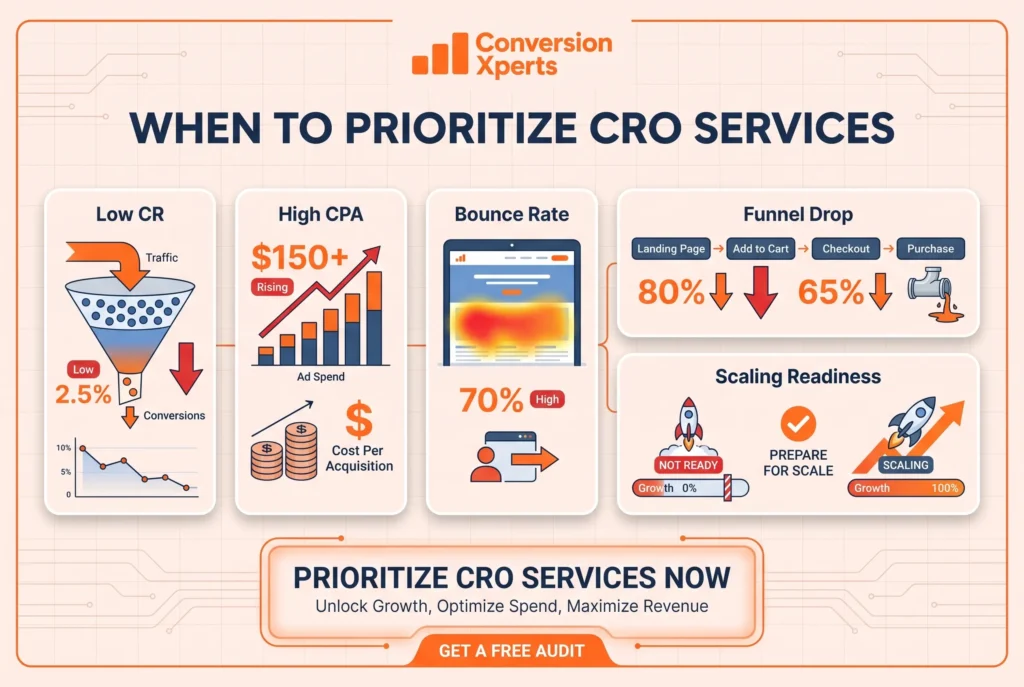 When your business should prioritize CRO services for improving conversions and revenue