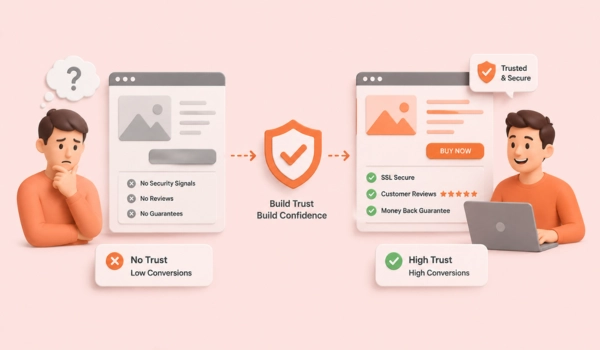 Website optimization through trust building for higher conversions